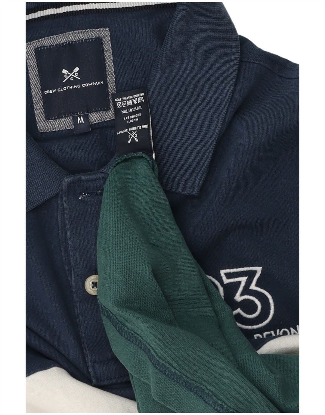 Crew Clothing Polo da uomo in cotone color block blu medio