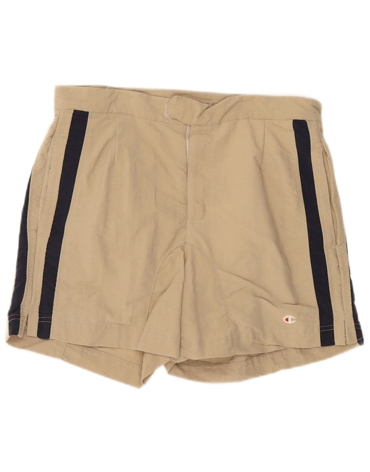 Pantaloncini da bagno da uomo Champion a righe beige grandi