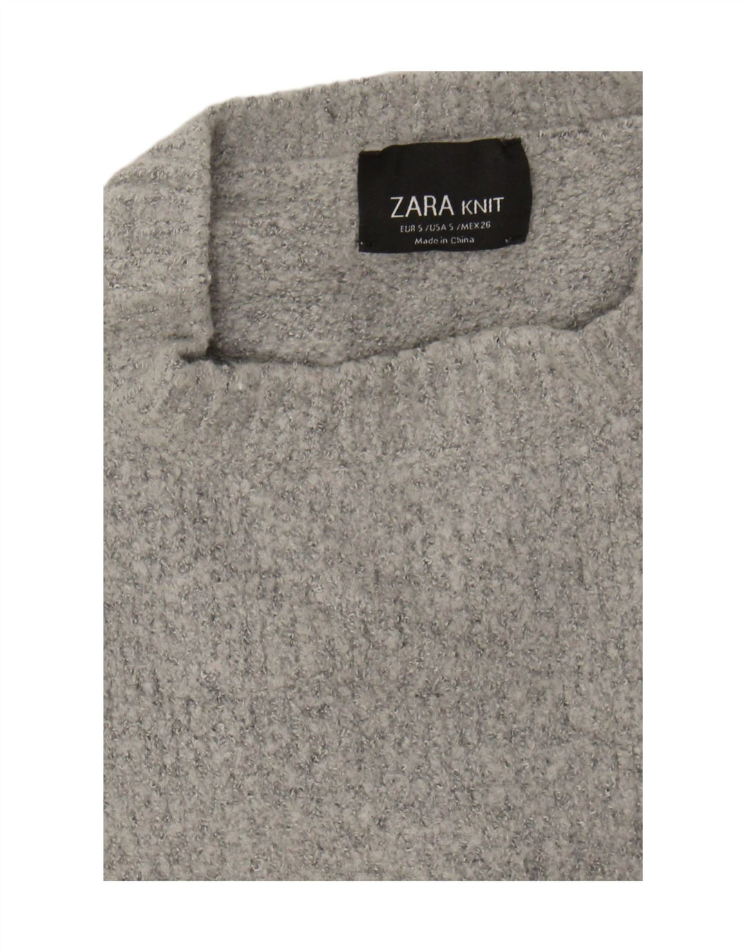 Maglione maglione girocollo oversize da donna Zara UK 10 piccolo grigio