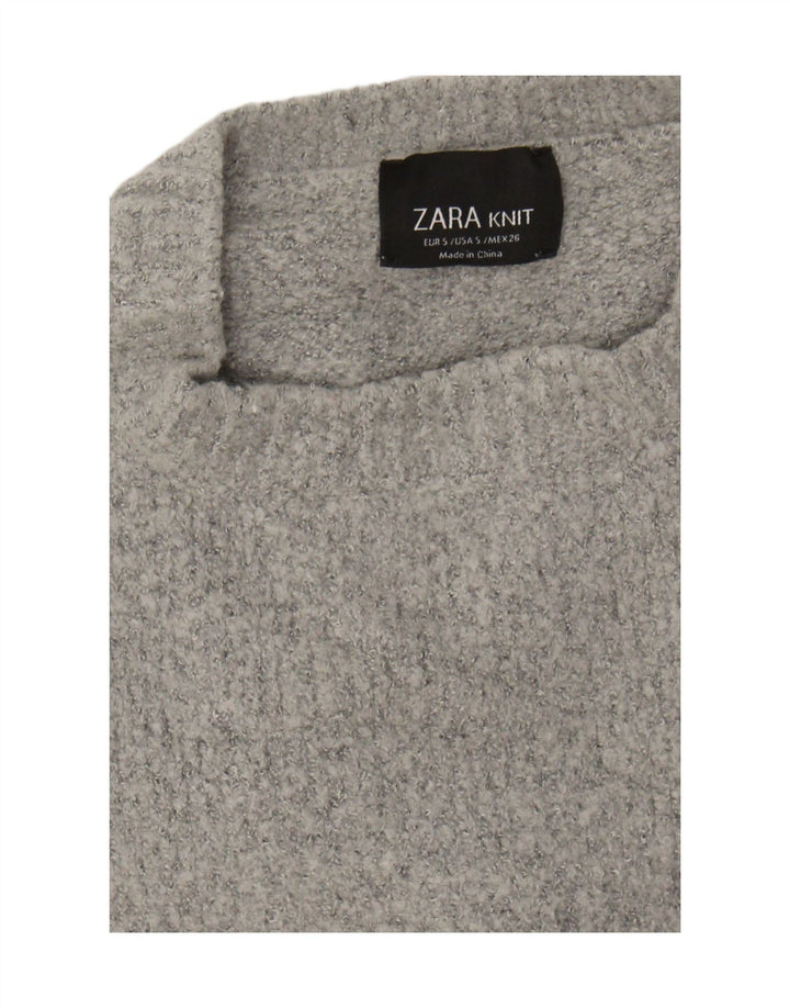 Maglione maglione girocollo oversize da donna Zara UK 10 piccolo grigio