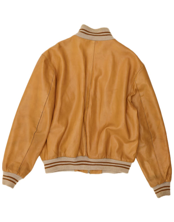 Giacca in pelle bomber vintage da uomo UK 42 XL in pelle beige