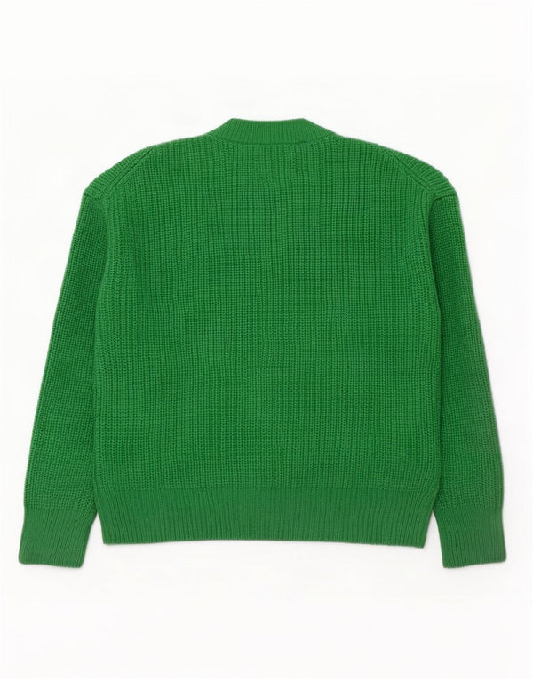 Maglione girocollo oversize da donna Zara UK 10 piccolo acrilico verde