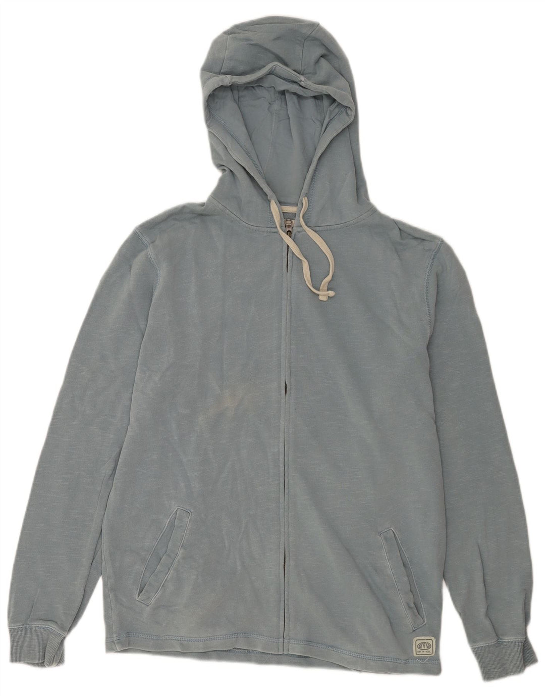 Maglione con cappuccio e zip da uomo Animal in cotone screziato blu medio