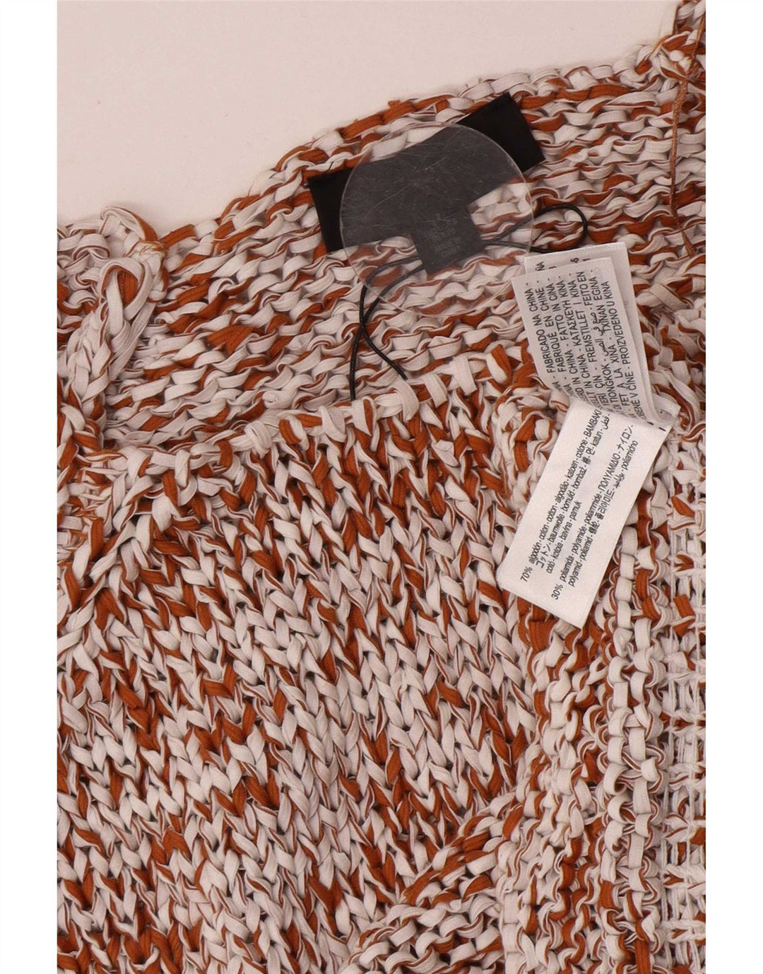 Top Zara da donna, camicetta oversize all'uncinetto, UK 10, piccolo, in cotone marrone