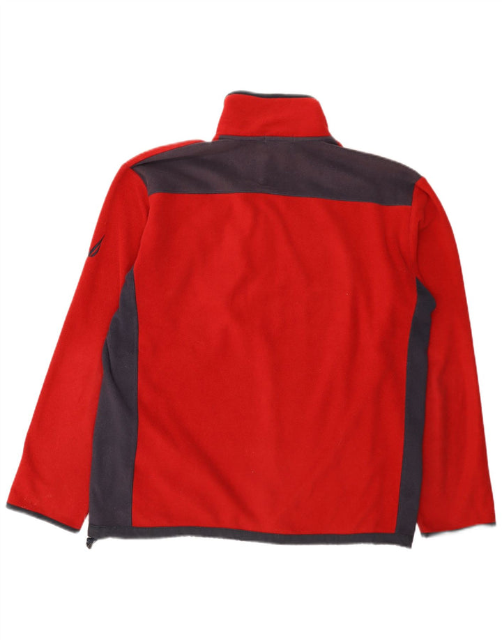 Maglione in pile da uomo Nautica con zip e collo, grande, in poliestere color block rosso