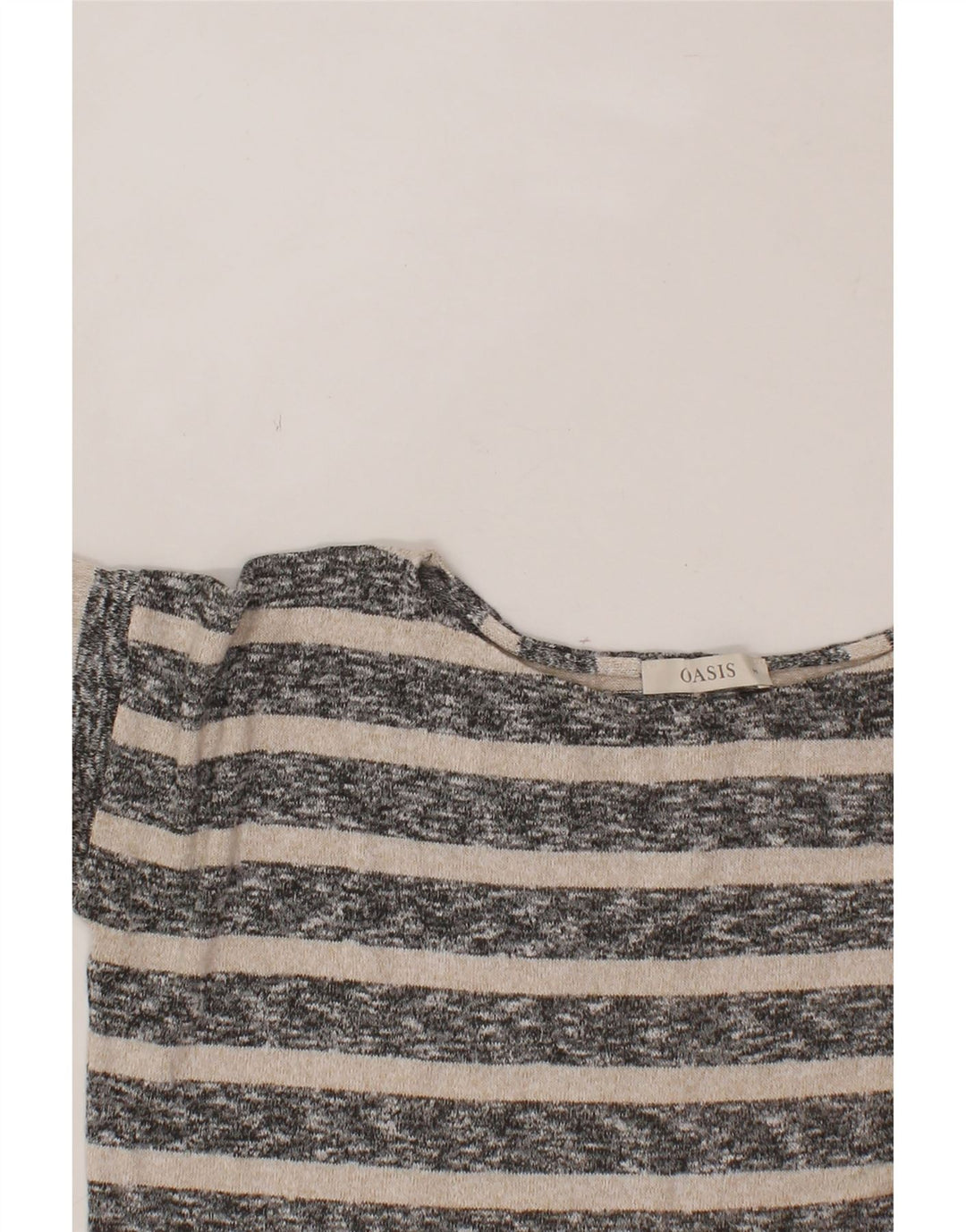 OASIS Womens Boat Neck Jumper Sweater UK 14 Medium Grey Striped Vintage Oasis and Second-Hand Oasis from Messina Hembry 