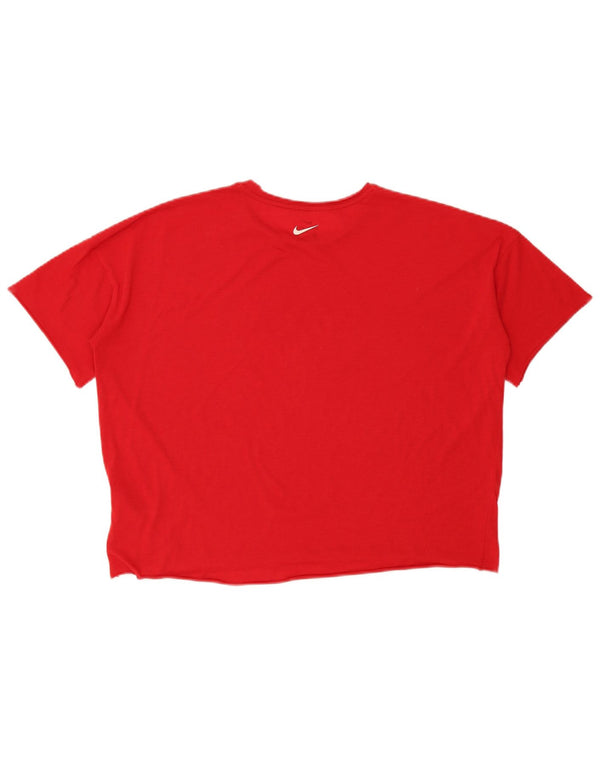 T-shirt grafica oversize corta Nike Dri Fit da donna, taglia UK 14, rossa media