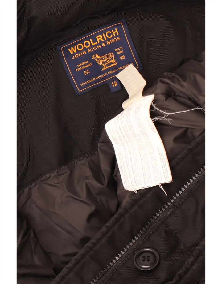 Cappotto imbottito con cappuccio per ragazzi Woolrich 11-12 anni in cotone nero