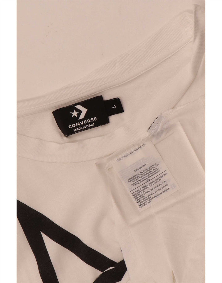 T-shirt grafica da donna Converse Top UK 14 grande cotone bianco
