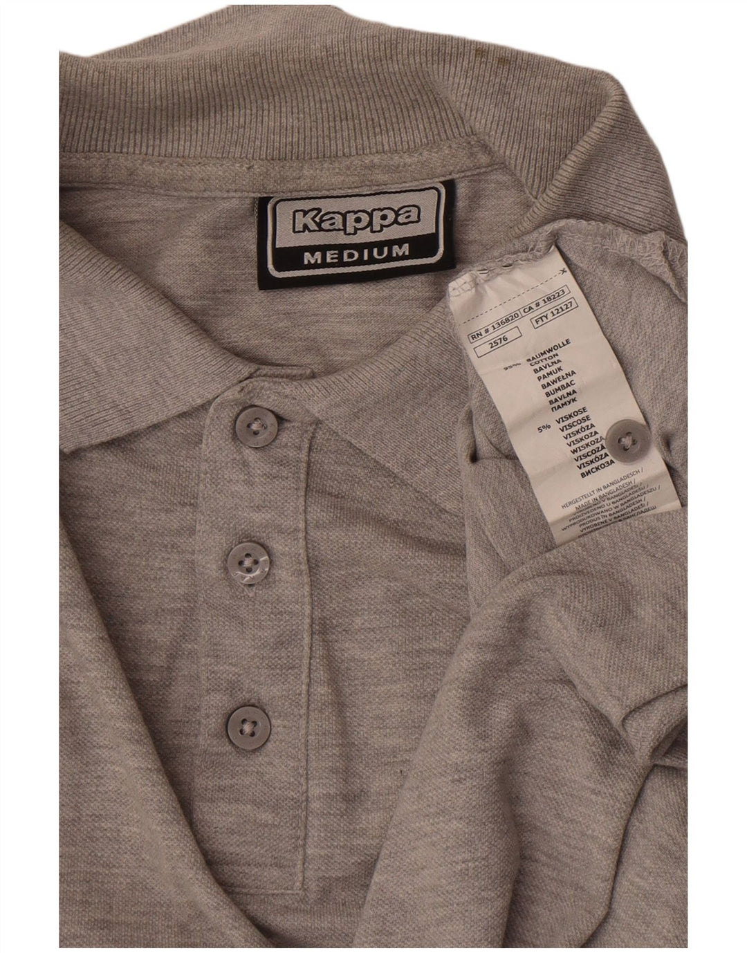 Polo Kappa da uomo in cotone mélange grigio medio