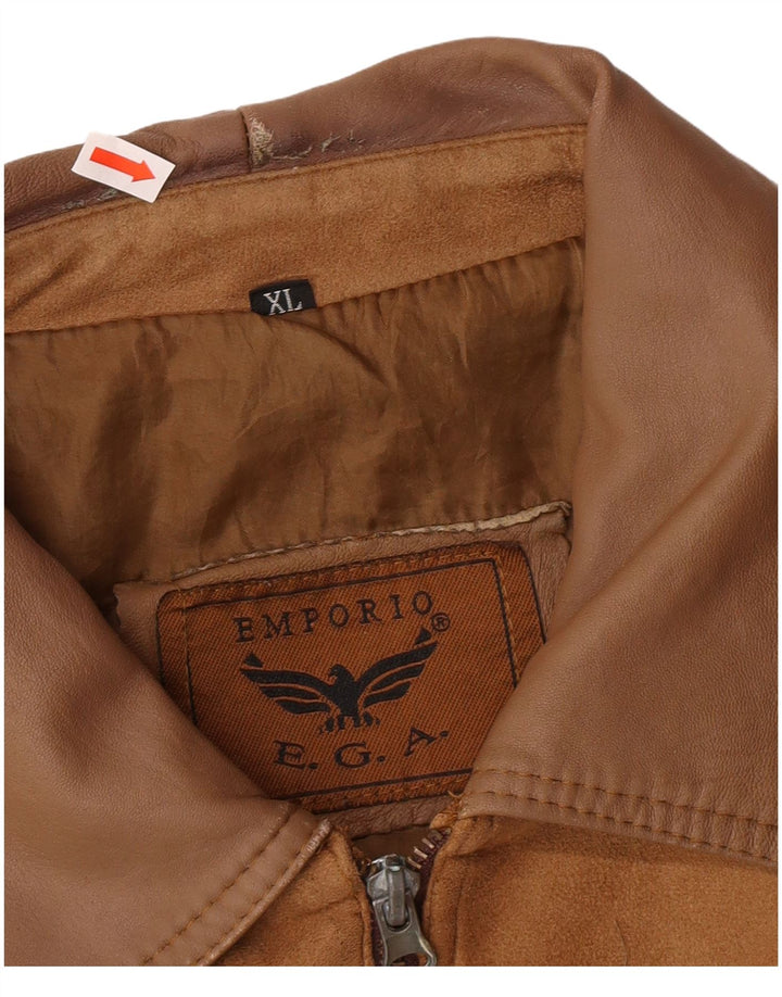 EMPORIO E.G.A Giubbotto bomber in pelle scamosciata da uomo UK 42 XL Beige