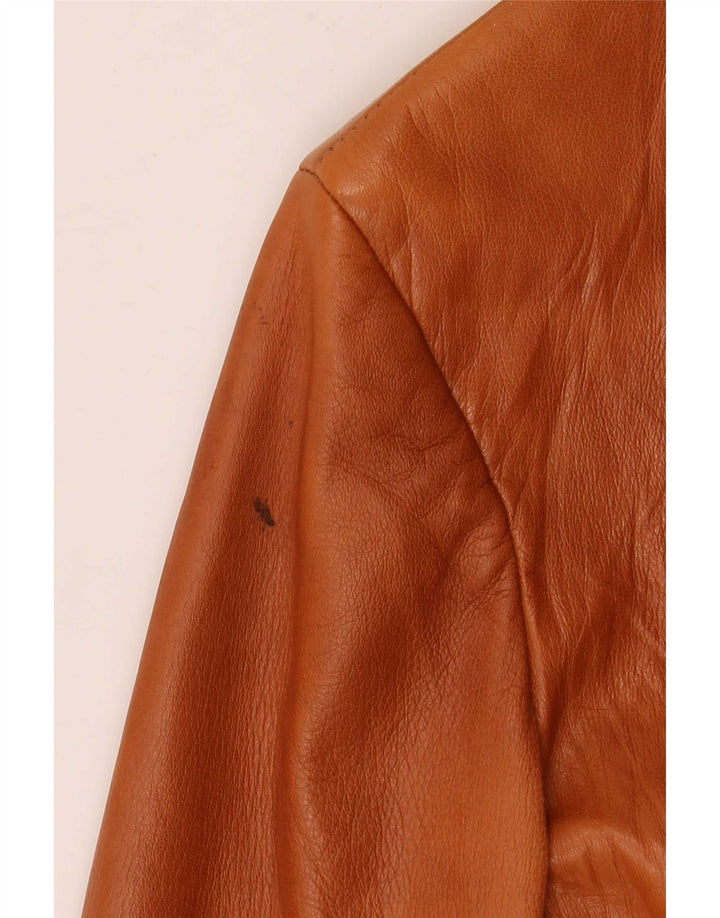 Giacca blazer in pelle da donna a 3 bottoni Atos Lombardini IT 46 Large Marrone