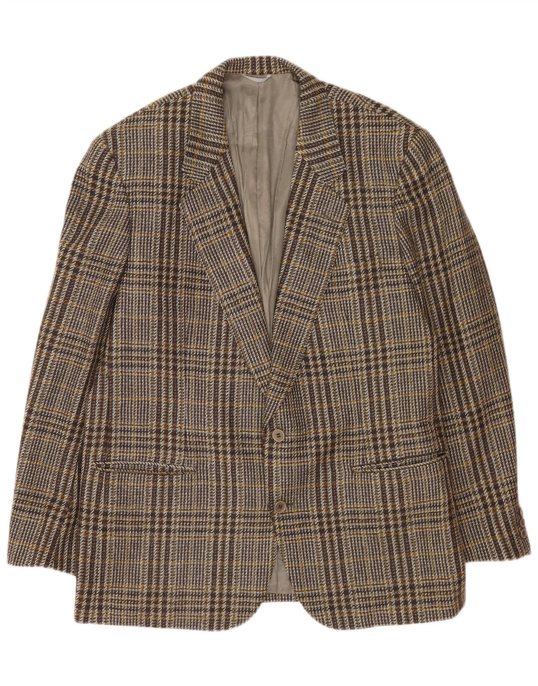 Giacca blazer da uomo a 2 bottoni Yves Saint Laurent IT 54 2XL lana a quadri grigia