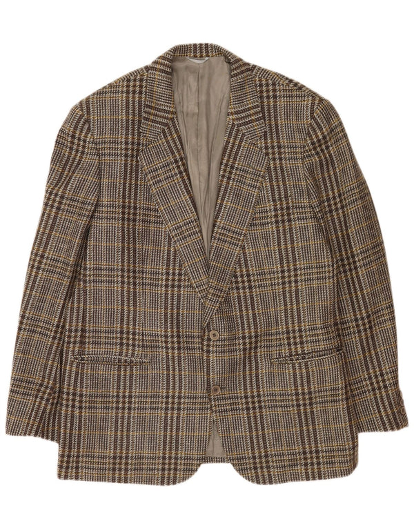 Giacca blazer da uomo a 2 bottoni Yves Saint Laurent IT 54 2XL lana a quadri grigia