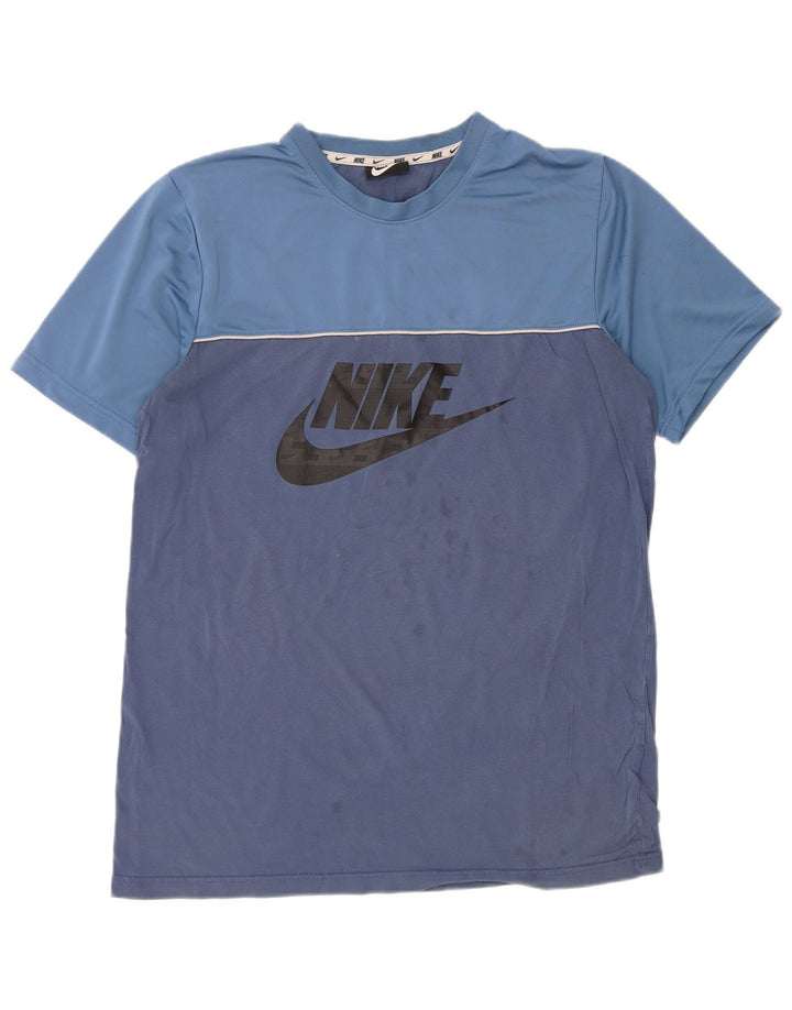 T-shirt grafica da uomo NIKE Top grande in cotone color block blu