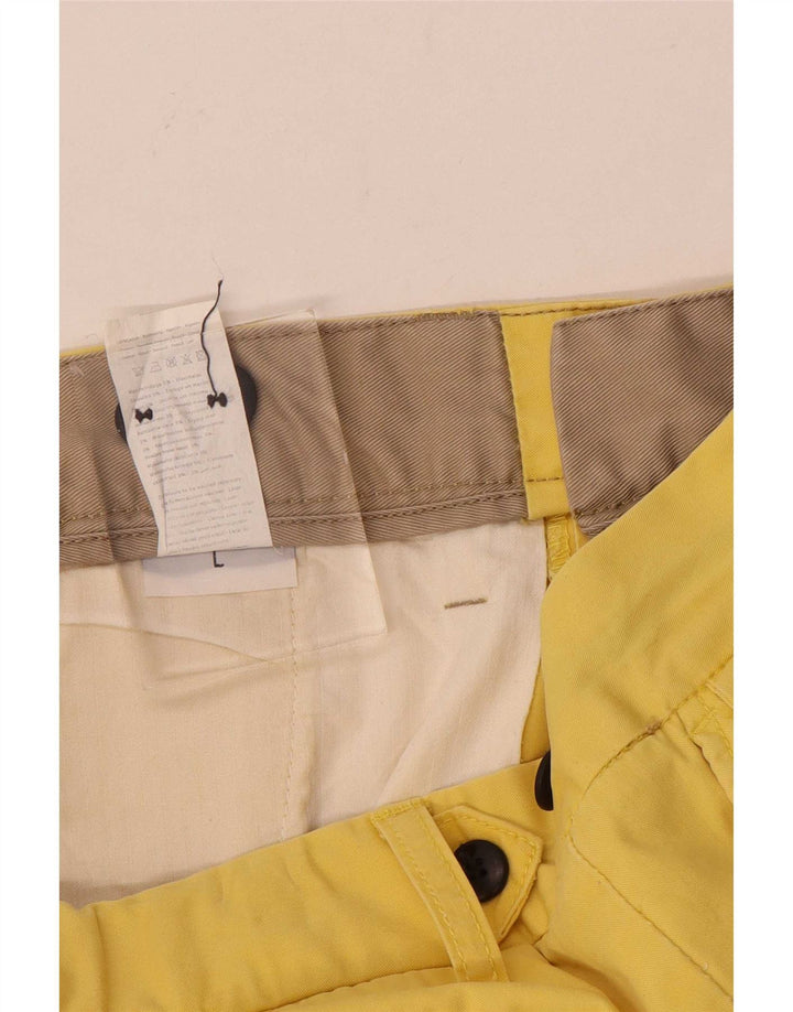 Pantaloncini chino vintage da uomo grandi W34 in cotone giallo