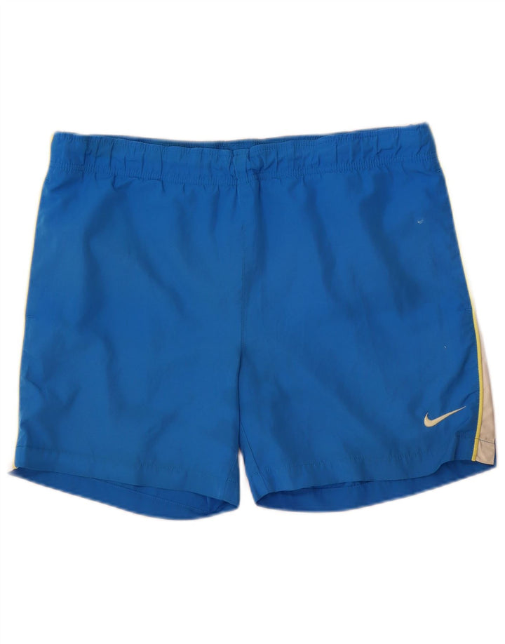 Pantaloncini da bagno Nike da uomo in poliestere color block blu medio