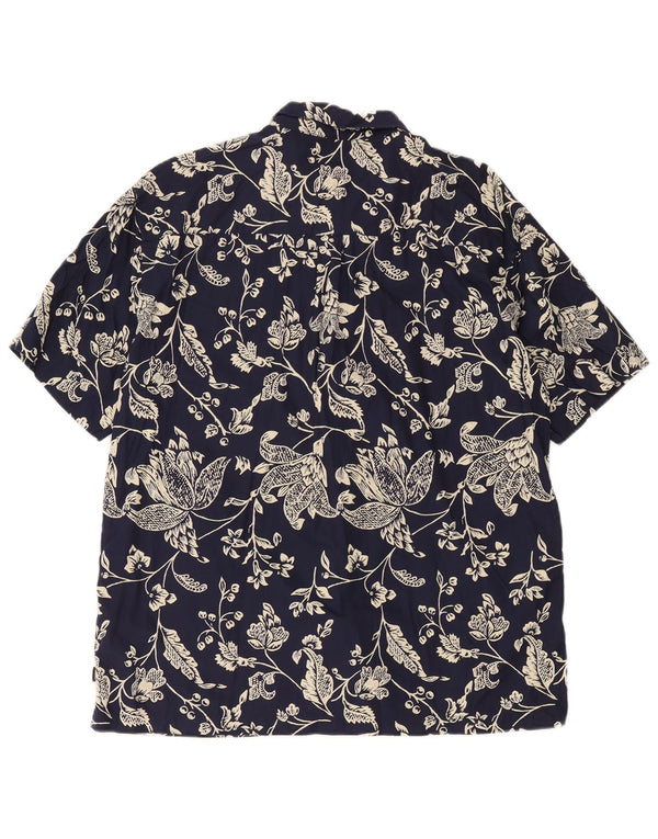 Camicia a maniche corte da uomo Superdry Large in cotone floreale blu navy