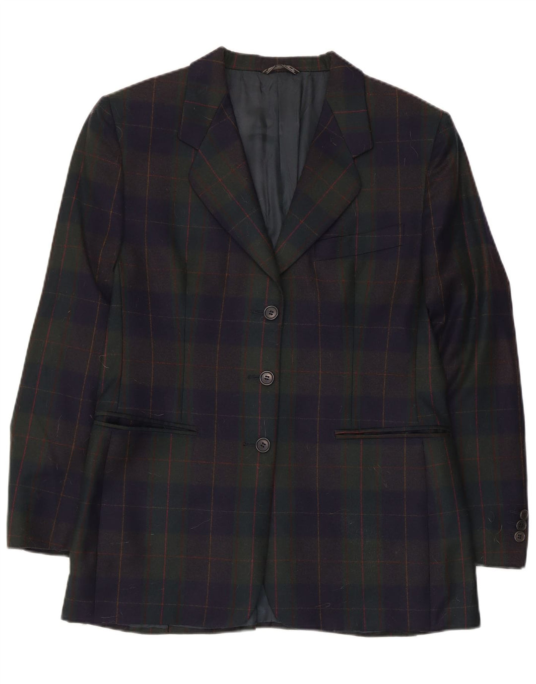 Giacca blazer vintage da donna a 3 bottoni UK 14 medio multicolore a quadri