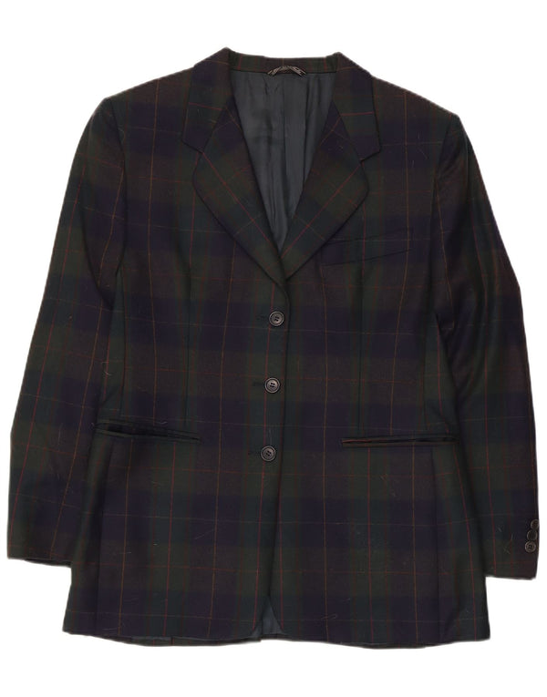 Giacca blazer vintage da donna a 3 bottoni UK 14 medio multicolore a quadri