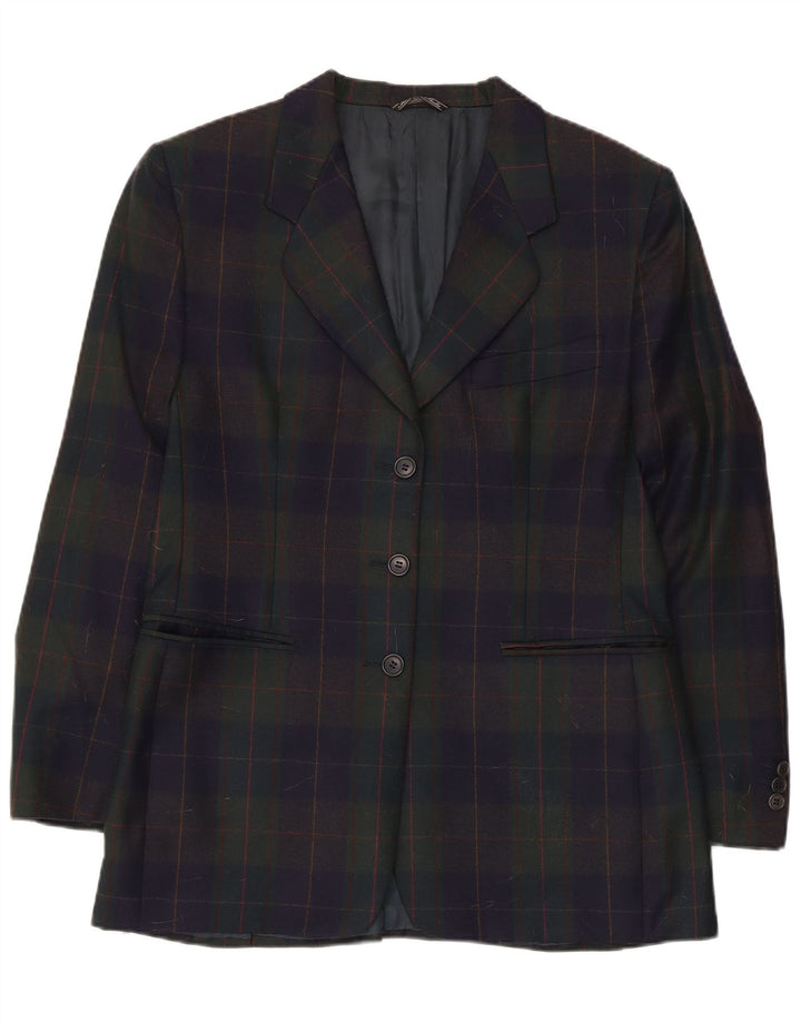 Giacca blazer vintage da donna a 3 bottoni UK 14 medio multicolore a quadri