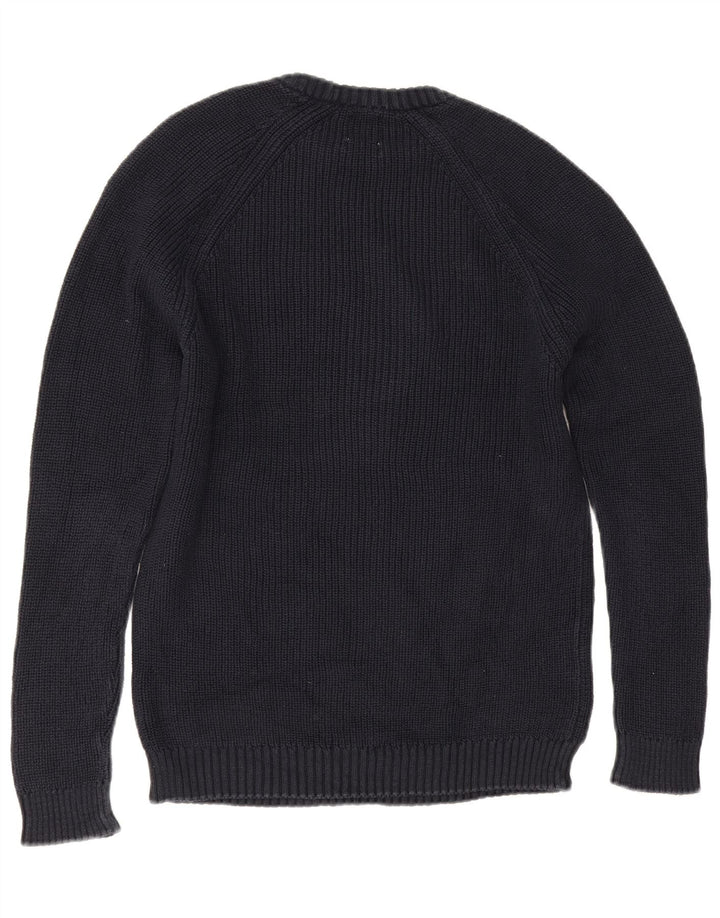 Maglione maglione girocollo da uomo Zara piccolo in cotone blu navy