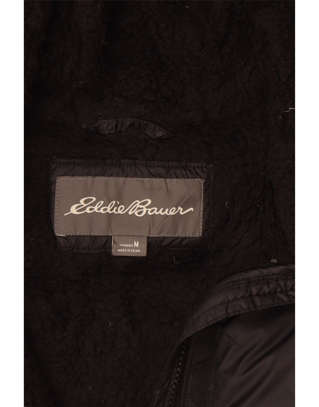 Giacca imbottita con cappuccio da donna Eddie Bauer UK 14 nylon nero medio