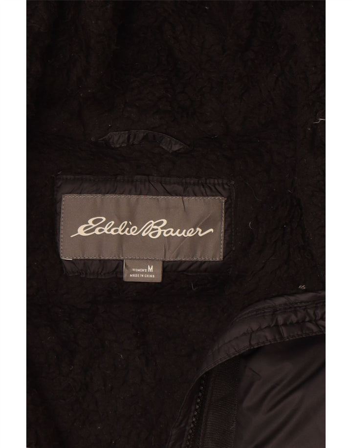 Giacca imbottita con cappuccio da donna Eddie Bauer UK 14 nylon nero medio