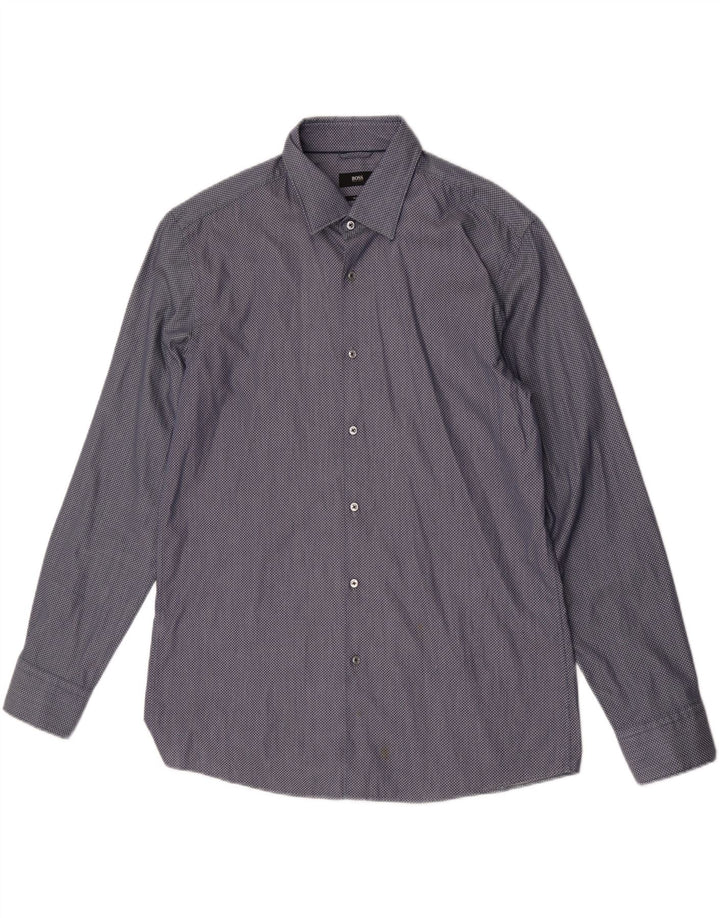 Camicia slim fit da uomo Hugo Boss taglia 17 43 XL a quadri blu