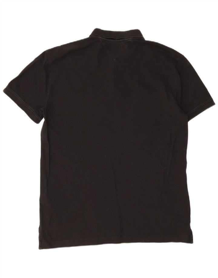 Polo da uomo Tommy Hilfiger grande in cotone nero