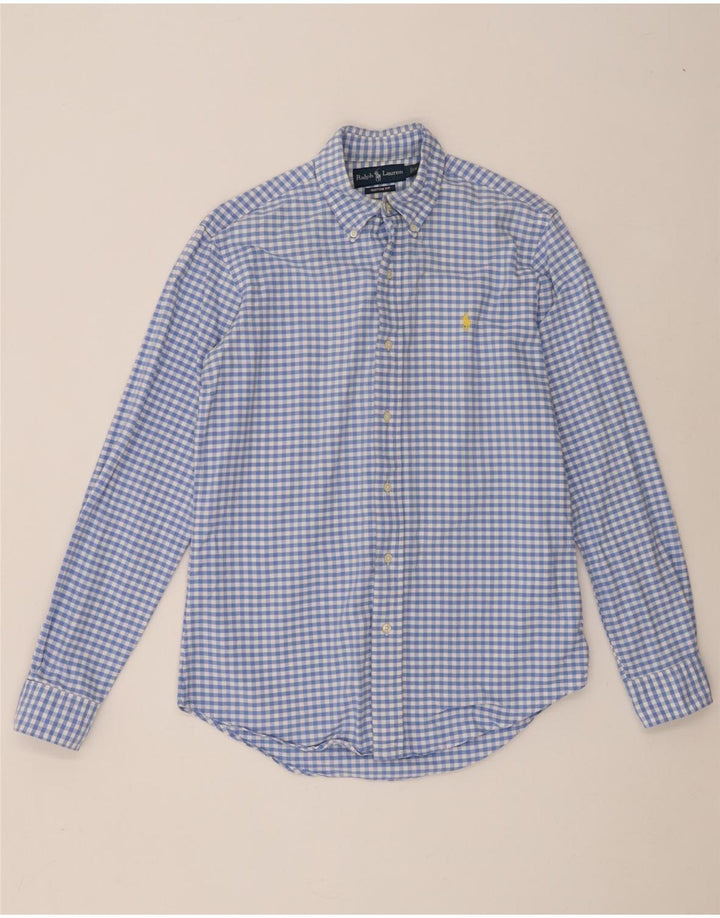 Camicia Ralph Lauren da uomo su misura, piccola, in cotone a quadretti blu