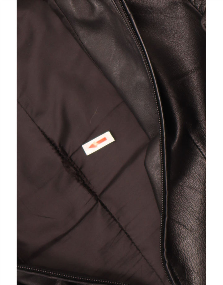 Giacca in pelle da donna vintage UK 8 piccola in pelle nera