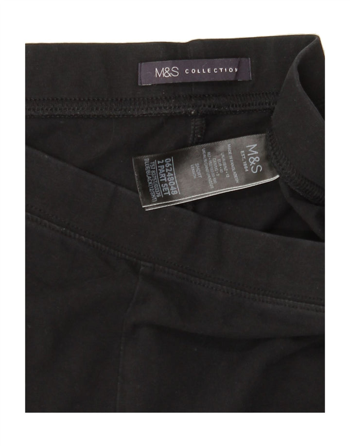 MARKS & SPENCER Womens Crop Leggings UK 12 Medium Black Cotton Vintage Marks & Spencer and Second-Hand Marks & Spencer from Messina Hembry 