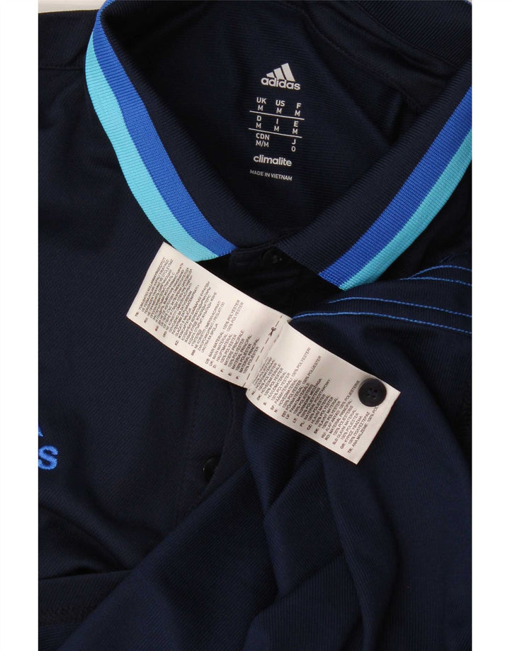 Polo Adidas Climalite da uomo in poliestere a righe medie blu navy