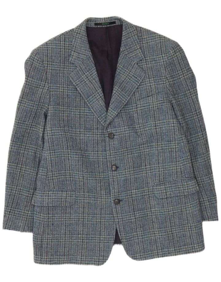 WESTBURY Giacca blazer da uomo a 3 bottoni UK 54 2XL Lana pied de poule blu