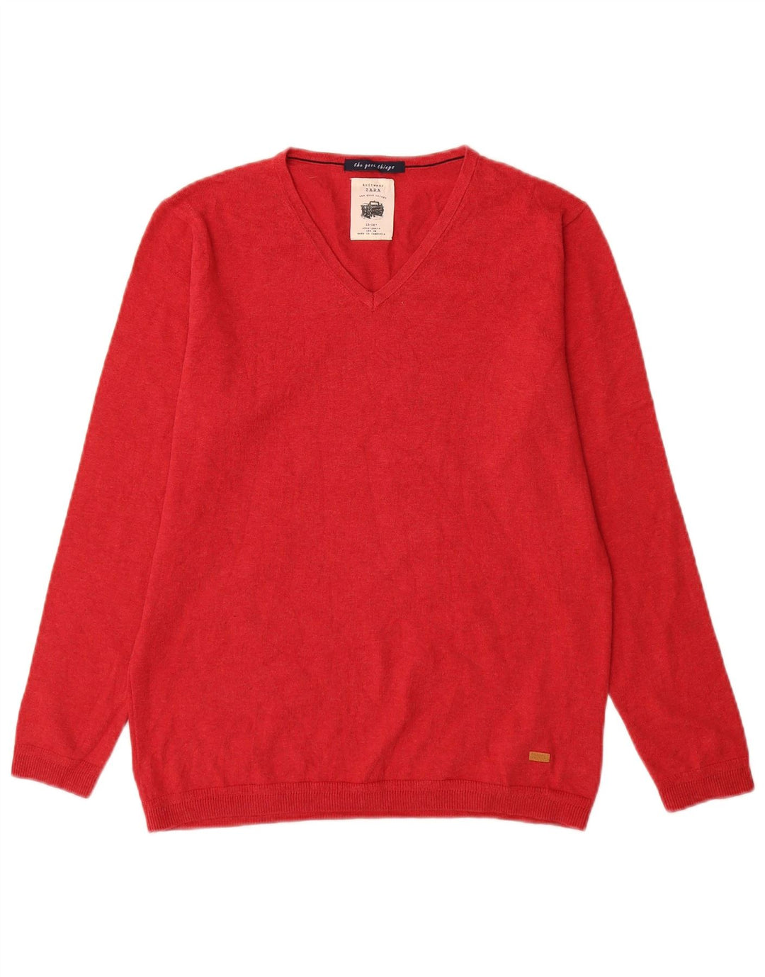 Maglione Zara da bambino con scollo a V 13-14 anni in cotone rosso