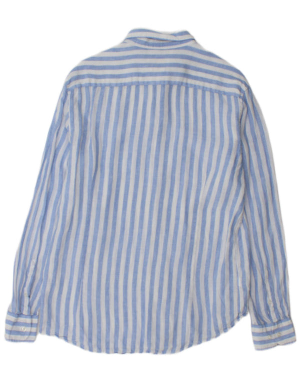 Camicia Uomo Massimo Dutti Lino Righe Grandi Blu