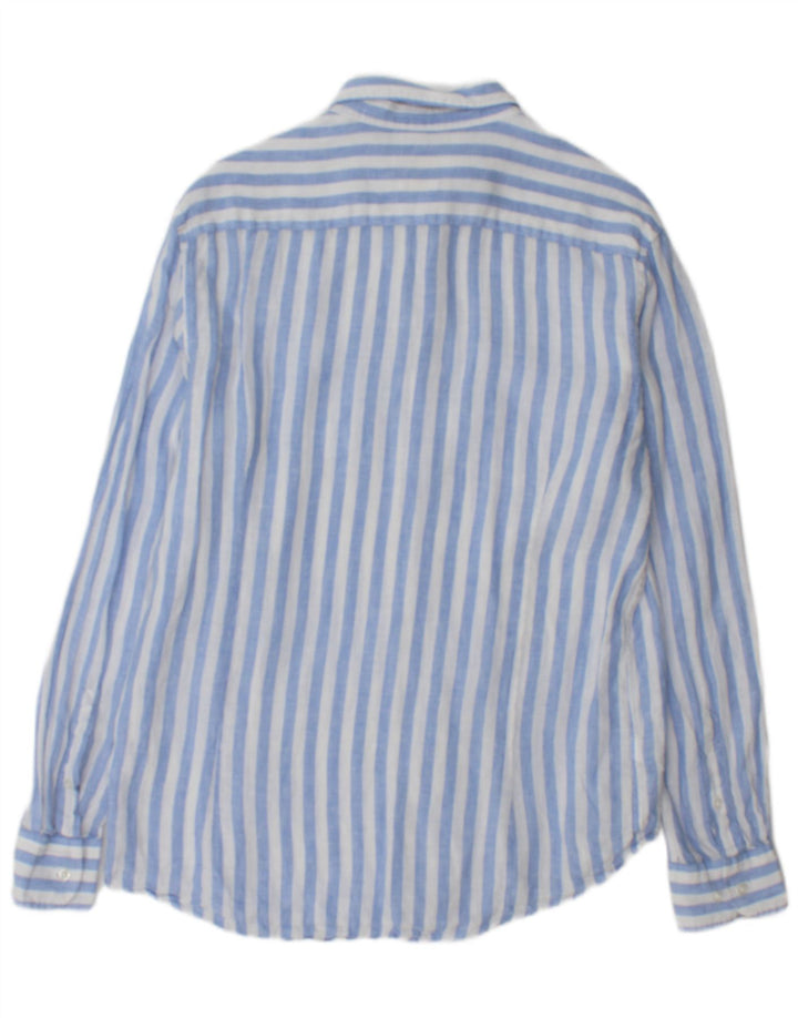 Camicia Uomo Massimo Dutti Lino Righe Grandi Blu
