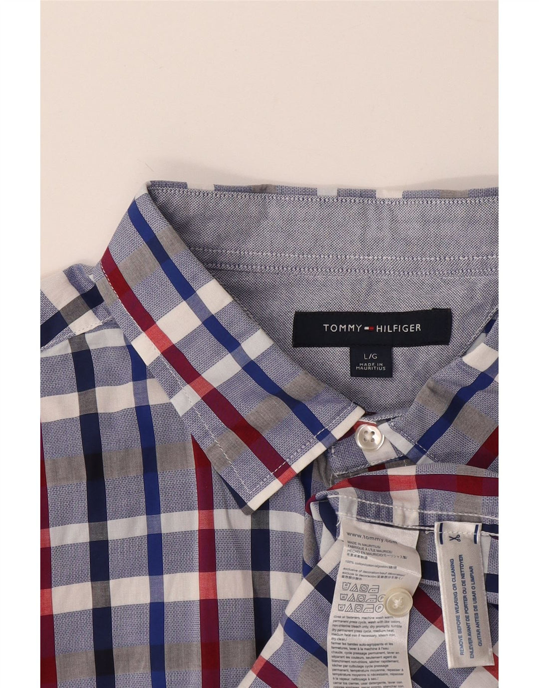 Tommy Hilfiger Uomo Camicia a maniche corte Grande cotone a quadri blu