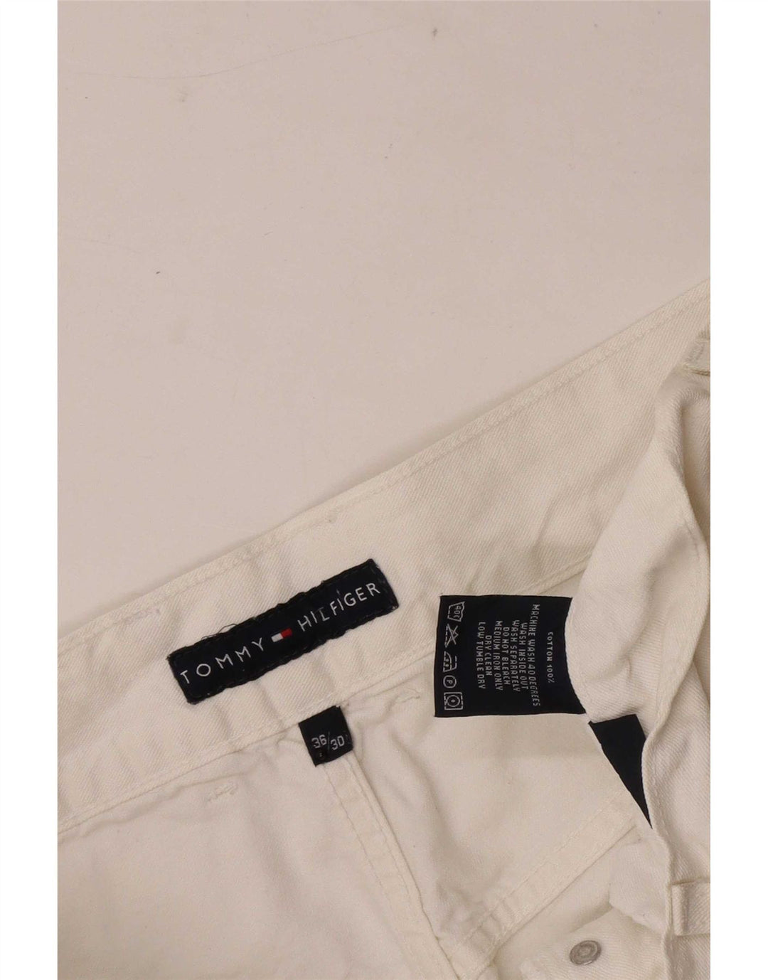 Jeans dritti da uomo Tommy Hilfiger W36 L30 cotone bianco