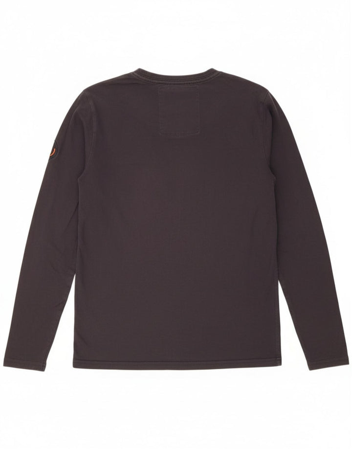 Top grafico da uomo Superdry a maniche lunghe in cotone blu navy piccolo