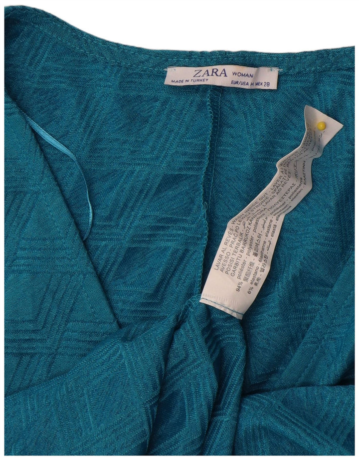 Abito a trapezio da donna Zara a pipistrello UK 12 Poliestere geometrico blu medio