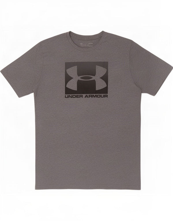 T-shirt grafica da uomo Under Armour Heat Gear Top in cotone chiazzato grigio medio