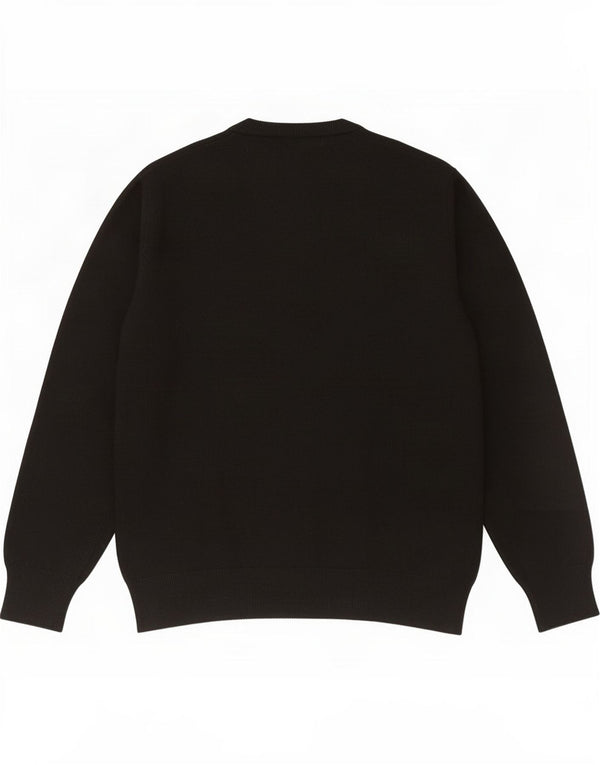 Maglione K-Way da uomo con scollo a V, lana merino nera media