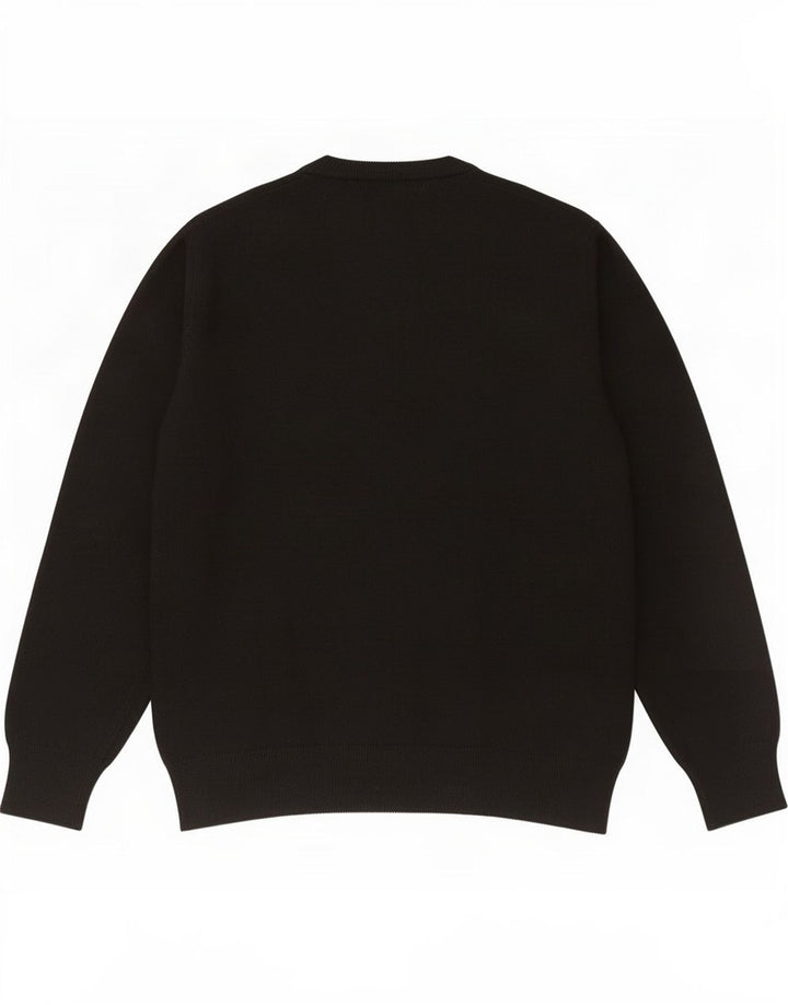 Maglione K-Way da uomo con scollo a V, lana merino nera media