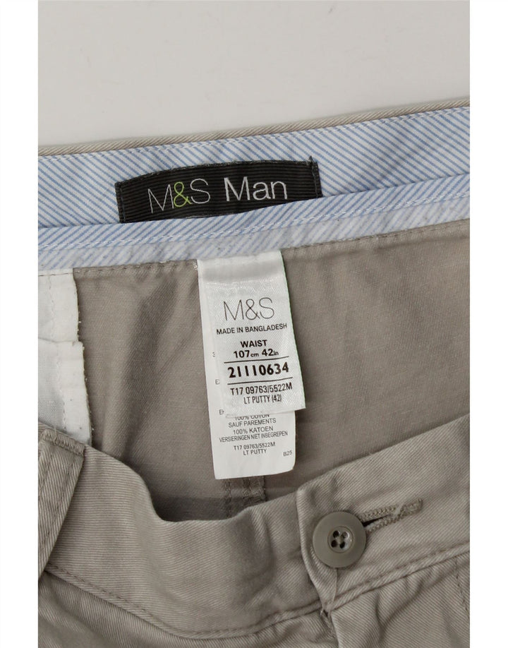 Pantaloncini chino da uomo Marks & Spencer W42 2XL cotone grigio