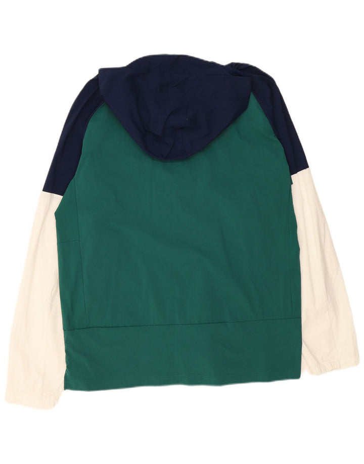 Giacca sportiva da uomo con cappuccio ADIDAS grande in nylon color block verde