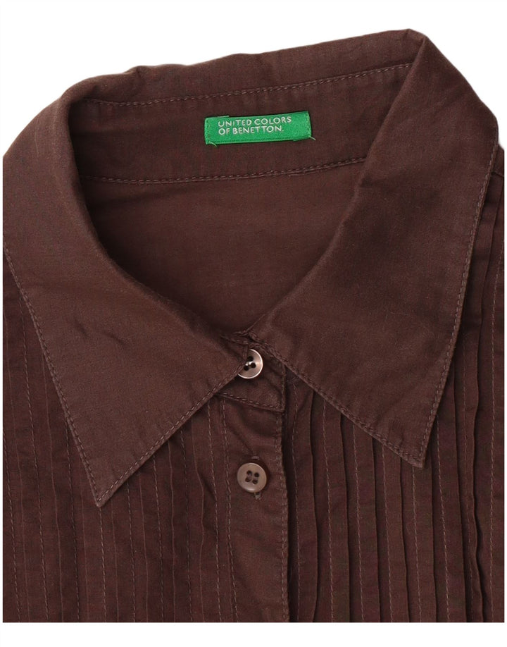 Abito camicia a maniche corte da donna BENETTON UK 12 Marrone medio