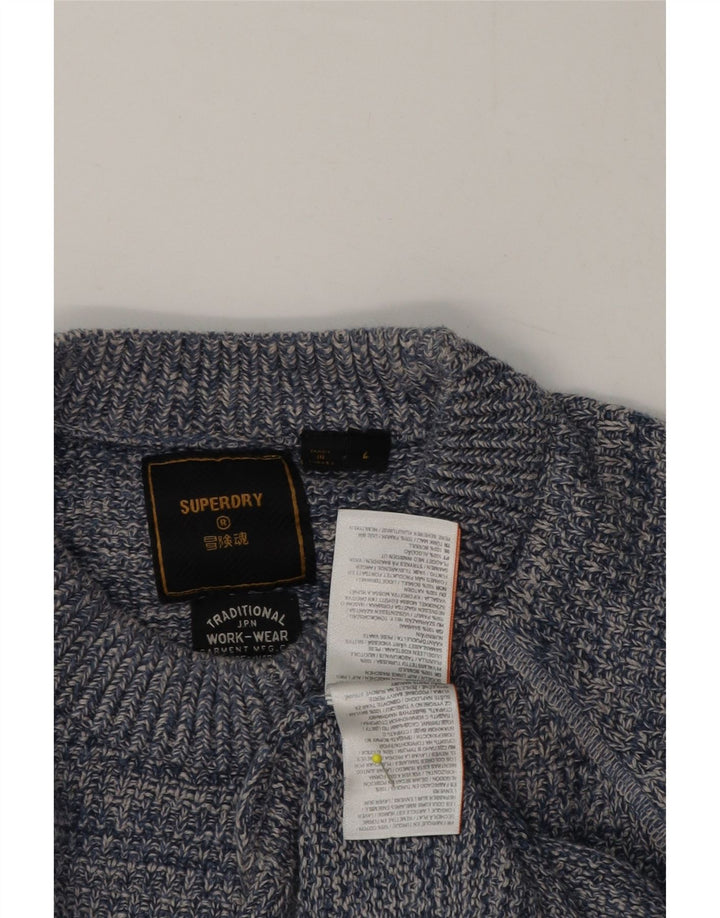 Maglione da uomo girocollo Superdry in cotone a righe grandi blu