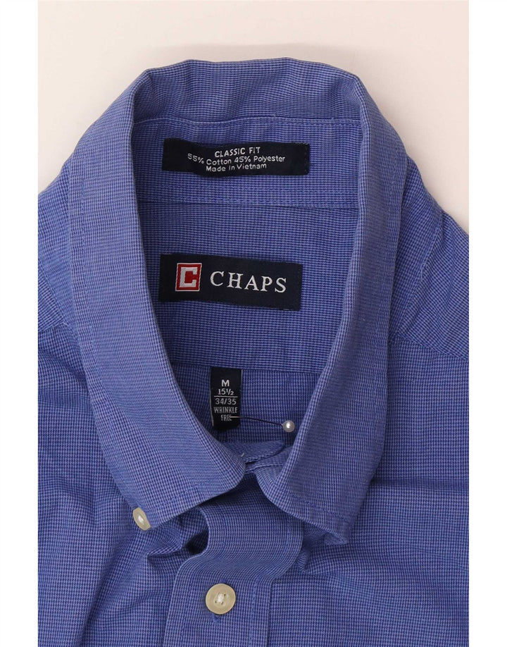 Camicia da uomo Chaps vestibilità classica taglia 15 1/2 cotone a quadri blu medio